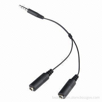 Speaker Cables, Stereo 3.5mm Male to Dual Female with 1.5m